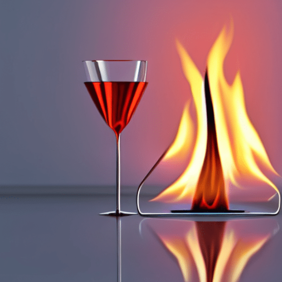 Grafika wygenerowana przez generator obrazów z Canvy - "Lampka wina z refleksją płomienia"