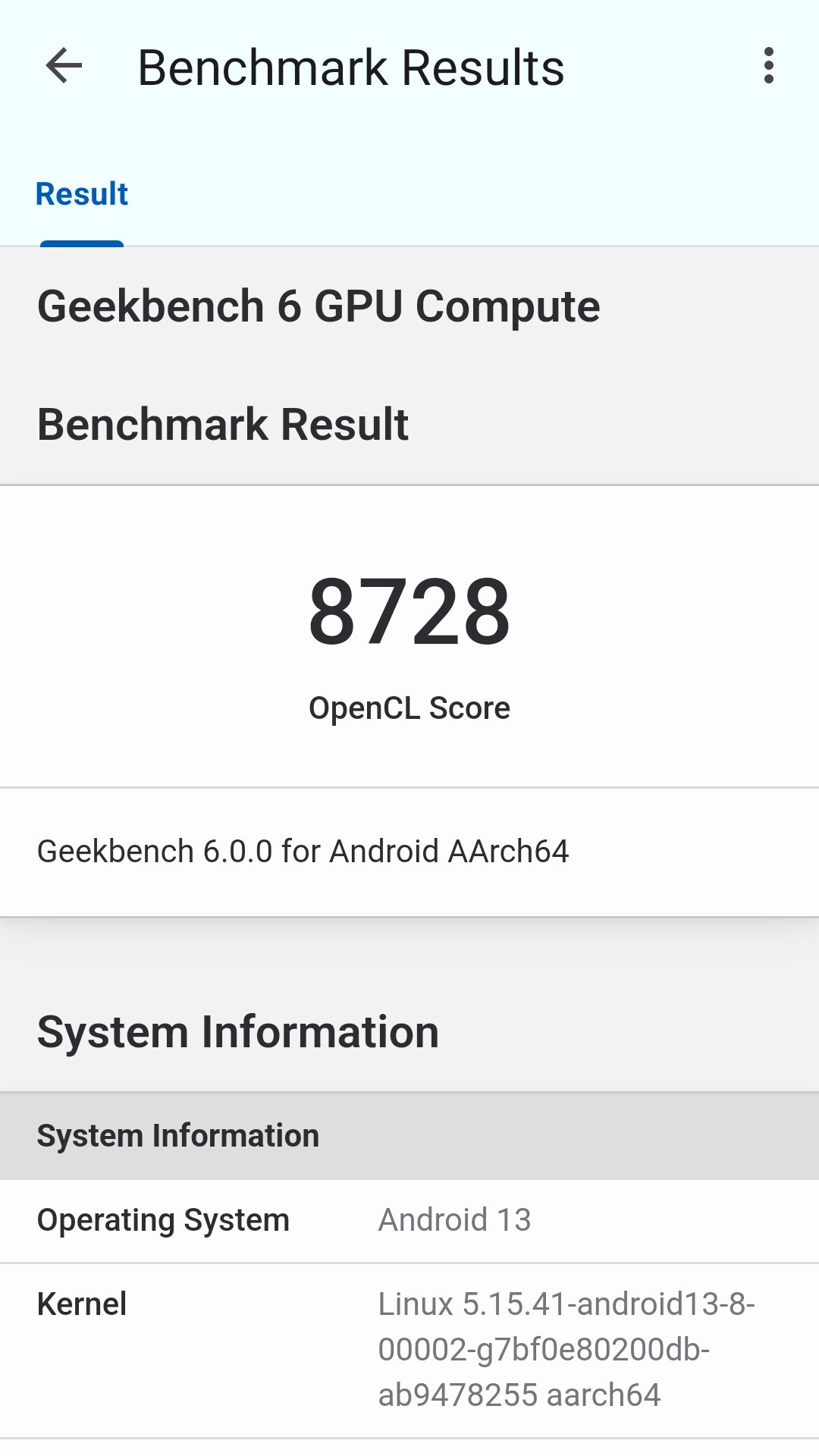 Zrzut ekranu z wyniku benchmarku 4