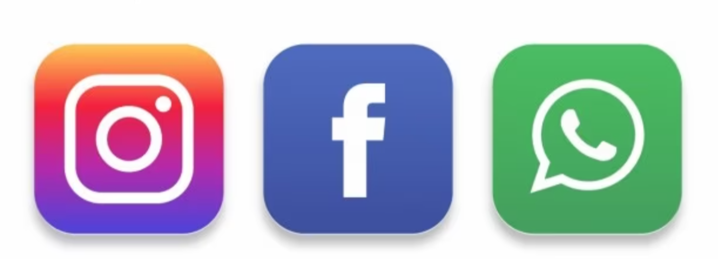 Logo Instagrama, Facebooka, Whatsappa
