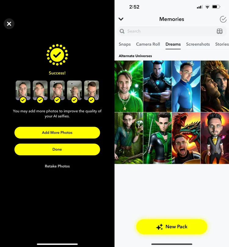 Snapchat Dreams - przykłady wygenerowanych zdjęć