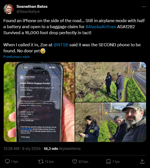 iPhone po upadku z 5 tys metrów znaleziony przy drodze