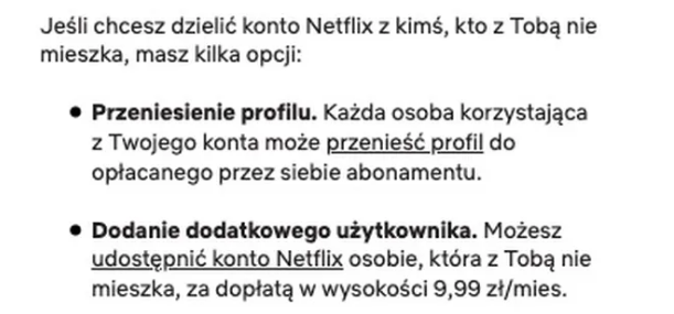 Netflix - współdzielenie konta za dodatkową opłatą