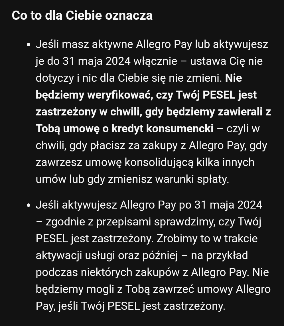 Allegro Pay - informacje od Allegro