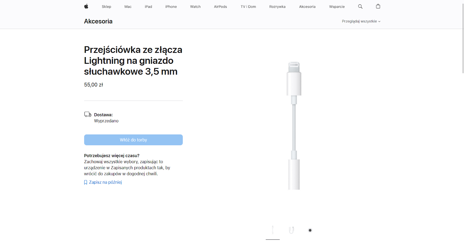 Adapter Lightning do jacka 3,5 mm ZNIKA z rynku