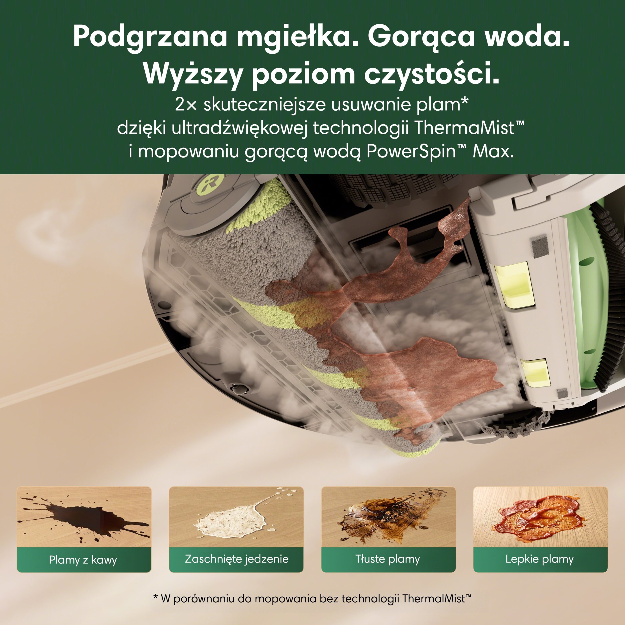iRobot Roomba Max 876 Combo - mopowanie podgrzewaną mgiełką