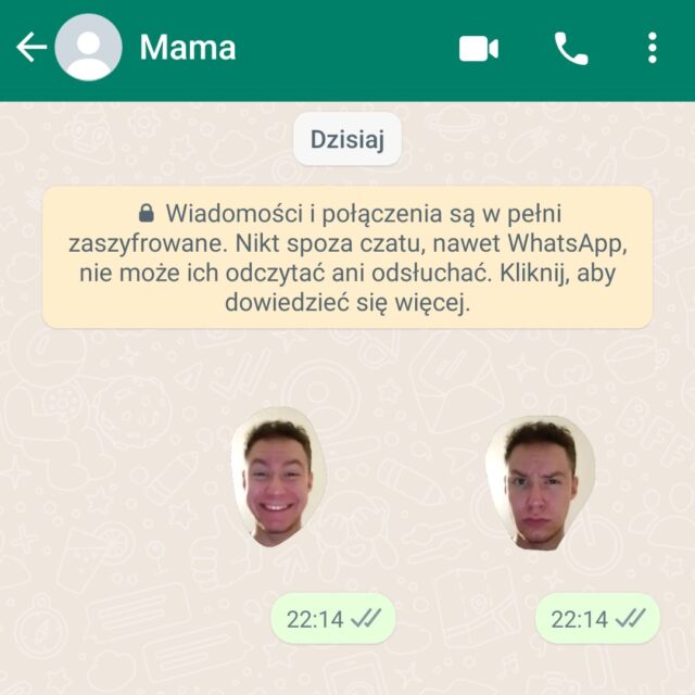 Zrzut ekranu customowych naklejek z Whatsapp