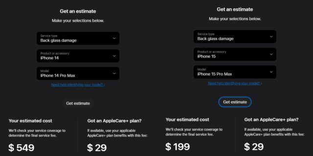 iPhone 14 Pro Max vs iPhone 15 Pro Max: porównanie cen wymiany tylnego panelu